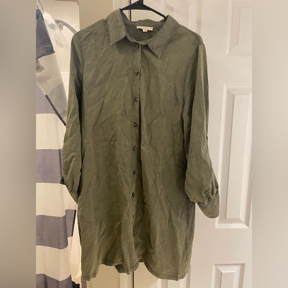 easel Dresses & Skirts - Easel shirt dress pockets army green small 100% tencel